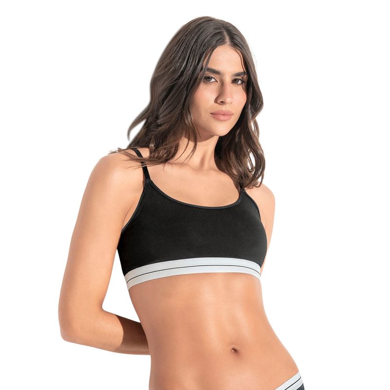 LEONISA - Top en algodón escote redondo 091092 Negro