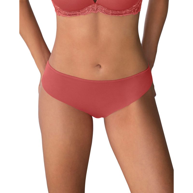 LEONISA - Calzón pantaleta descaderado en encaje y tela lisa 092004 Terracota