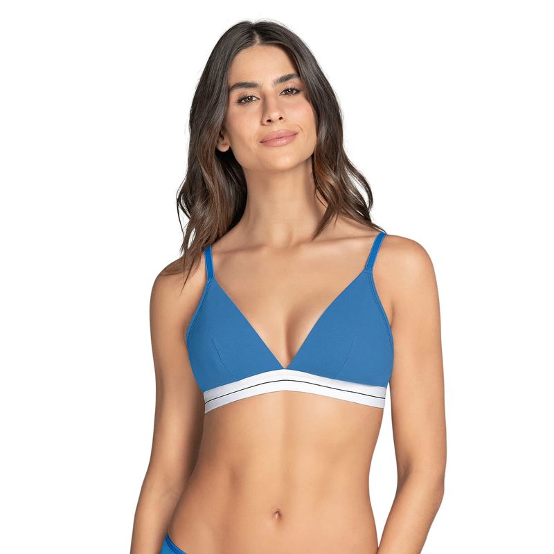 LEONISA - Sostén triangular en algodón liviano y cómodo 091099 Azul