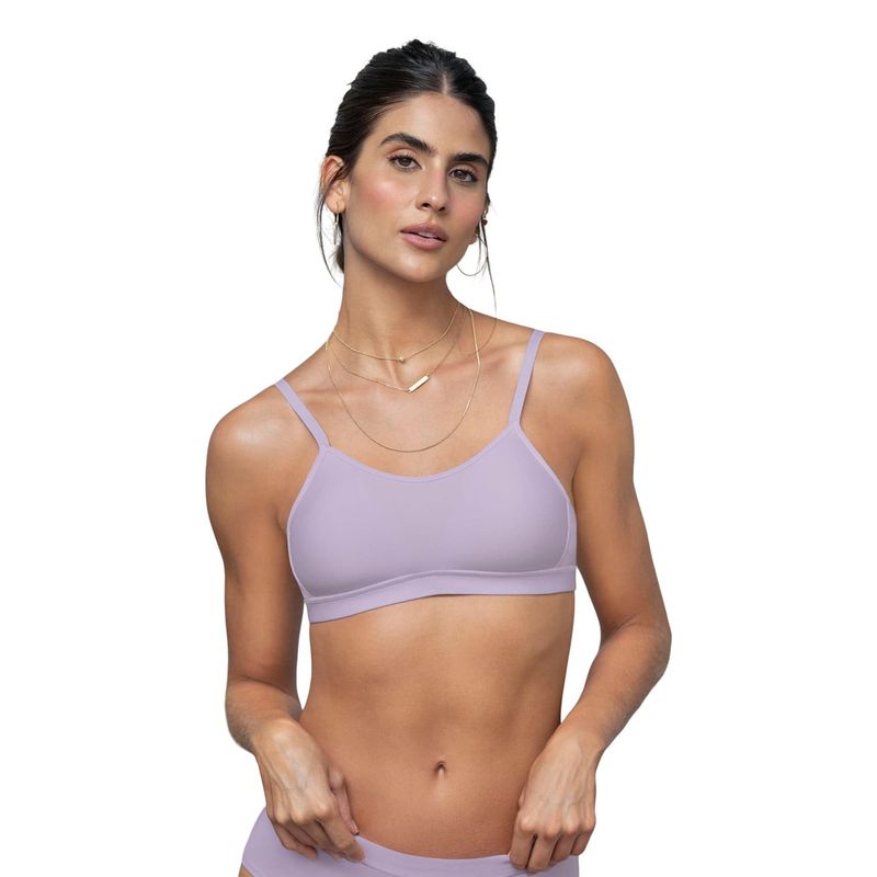 LEONISA - Sostén sin arco con buen cubrimiento en escote Invisible Brastop 091080 Lila