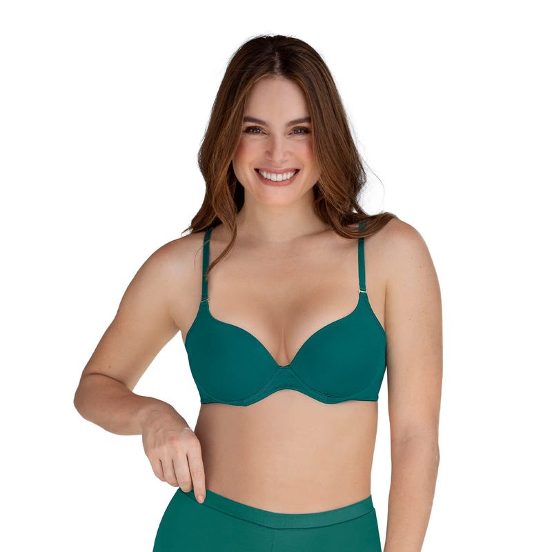 LEONISA - Sostén de realce suave con breteles multiusos 71261 Verde Oscuro