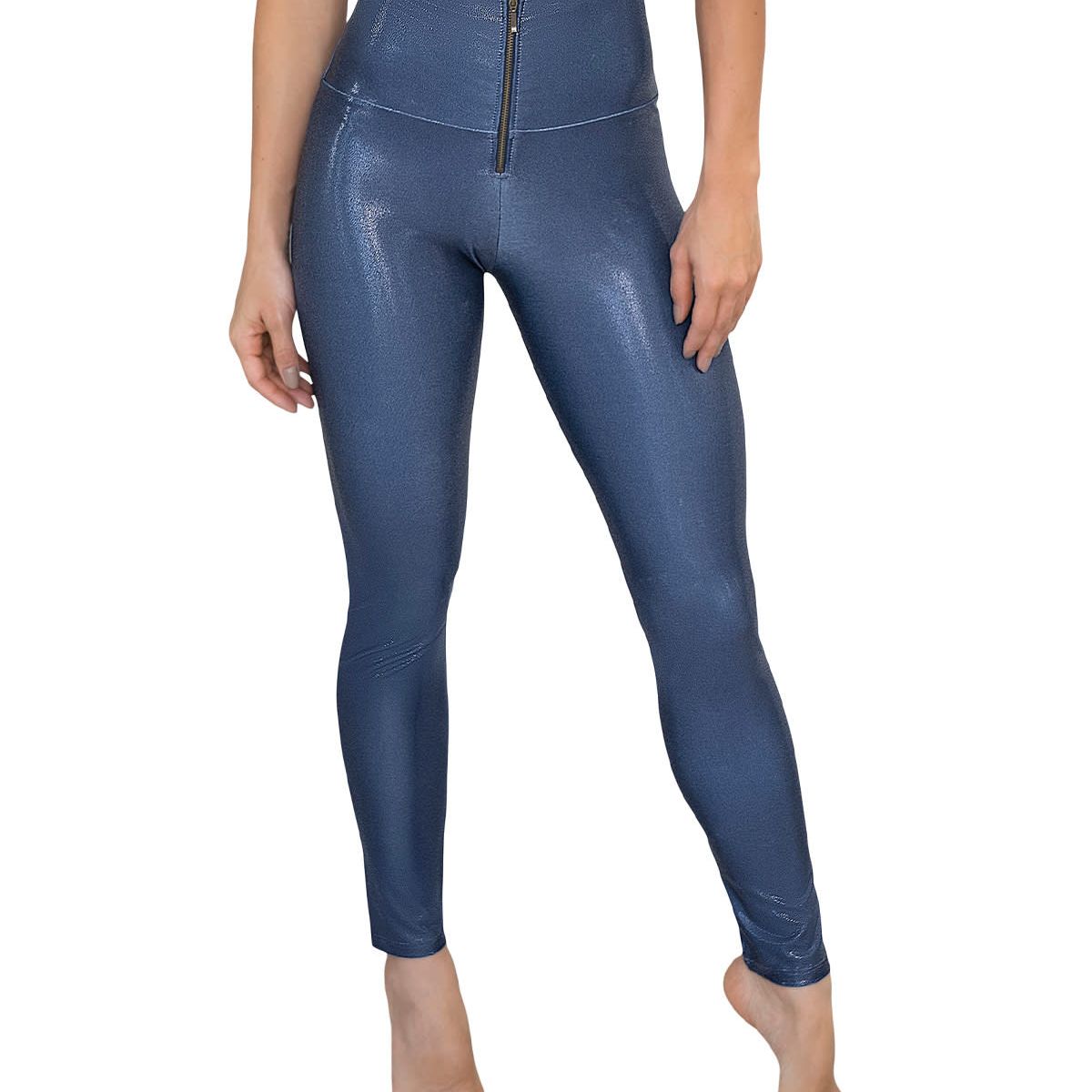 LEONISA - Leggings con acabado imitación cuero con control de abdomen 441000 Azul Oscuro