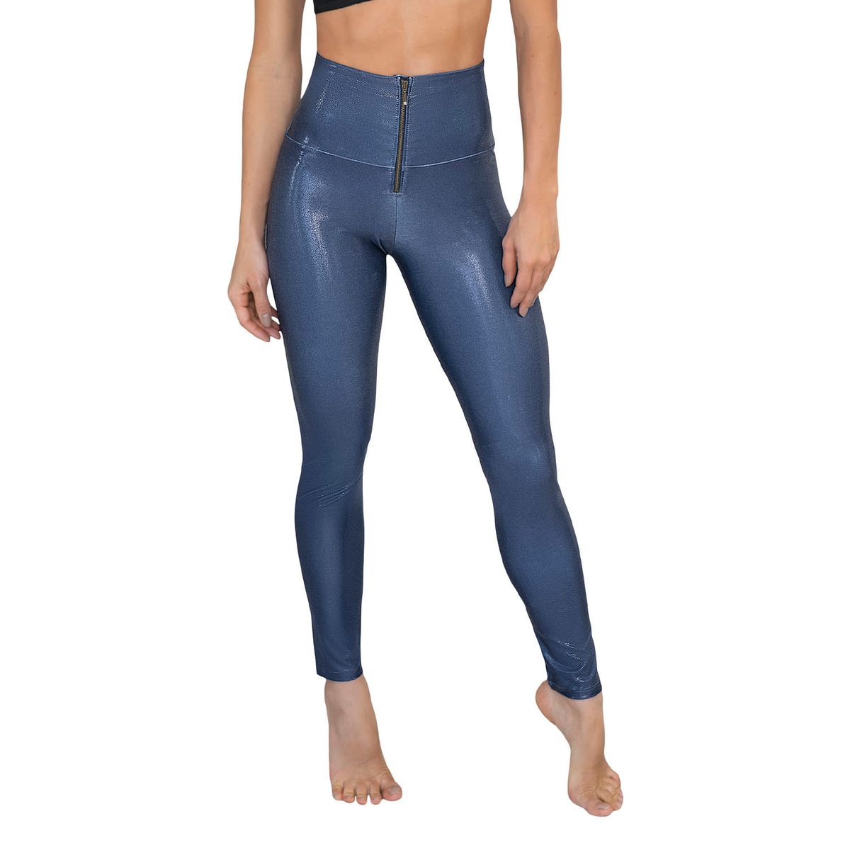 LEONISA - Leggings con acabado imitación cuero con control de abdomen 441000 Azul Oscuro