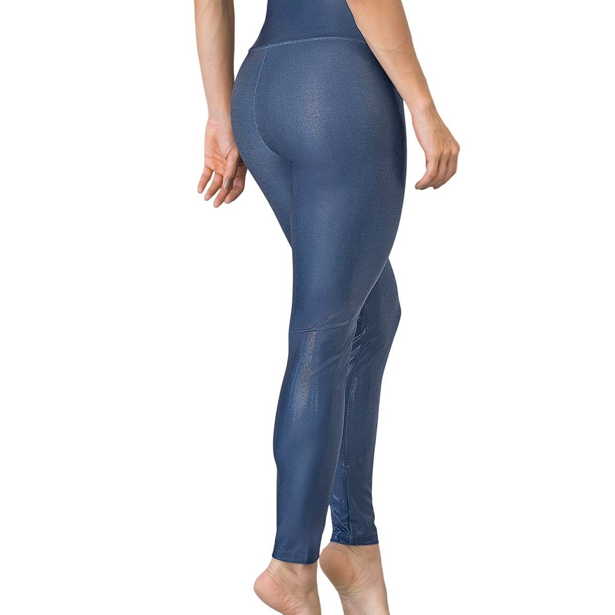 LEONISA - Leggings con acabado imitación cuero con control de abdomen 441000 Azul Oscuro