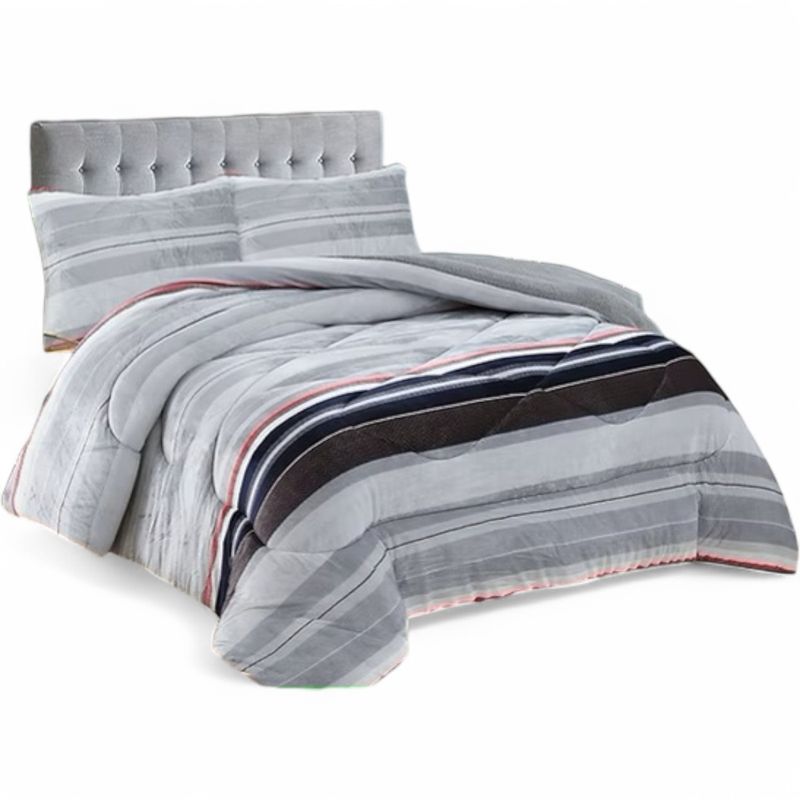 GENERICO - Plumon Plush Liso Con Chiporro 1.5 Plazas + 1 Funda Almohada