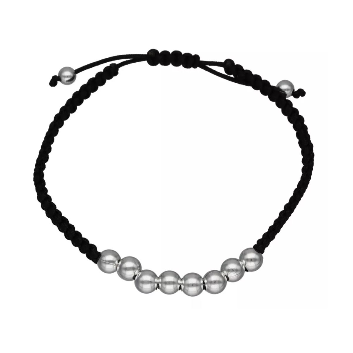 GENERICO - Pulsera Hilo Negro De Protección Con Esferas De Plata