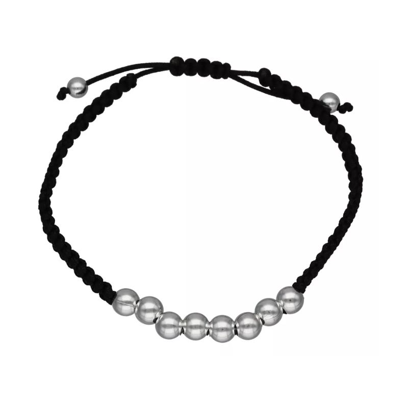 GENERICO - Pulsera Hilo Negro De Protección Con Esferas De Plata