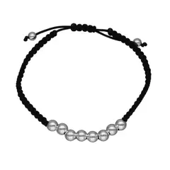 GENERICO - Pulsera Hilo Negro De Protección Con Esferas De Plata
