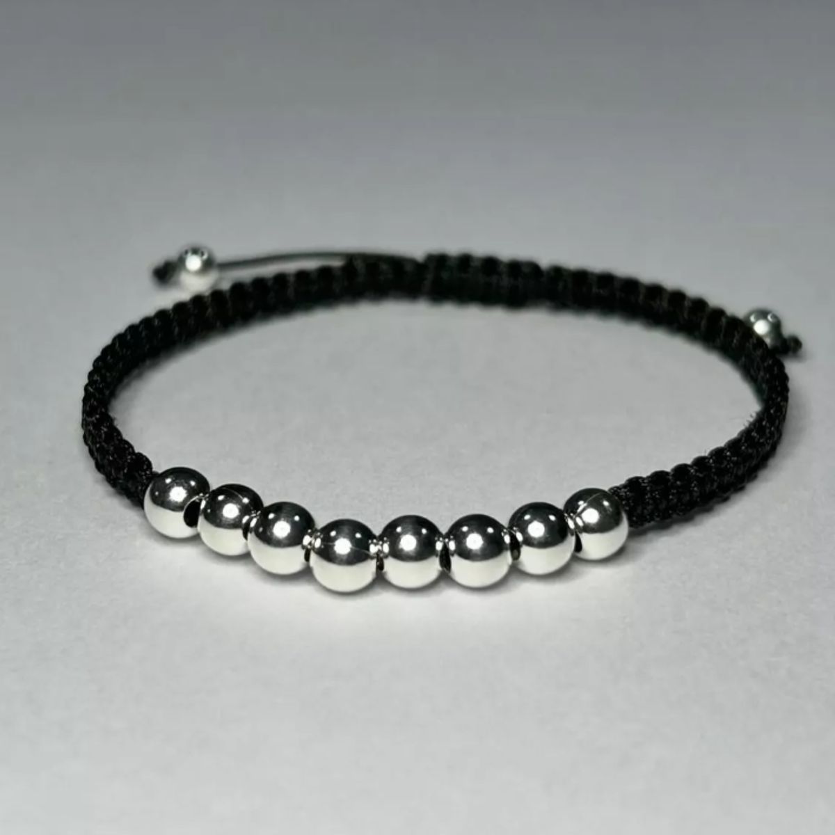GENERICO - Pulsera Hilo Negro De Protección Con Esferas De Plata