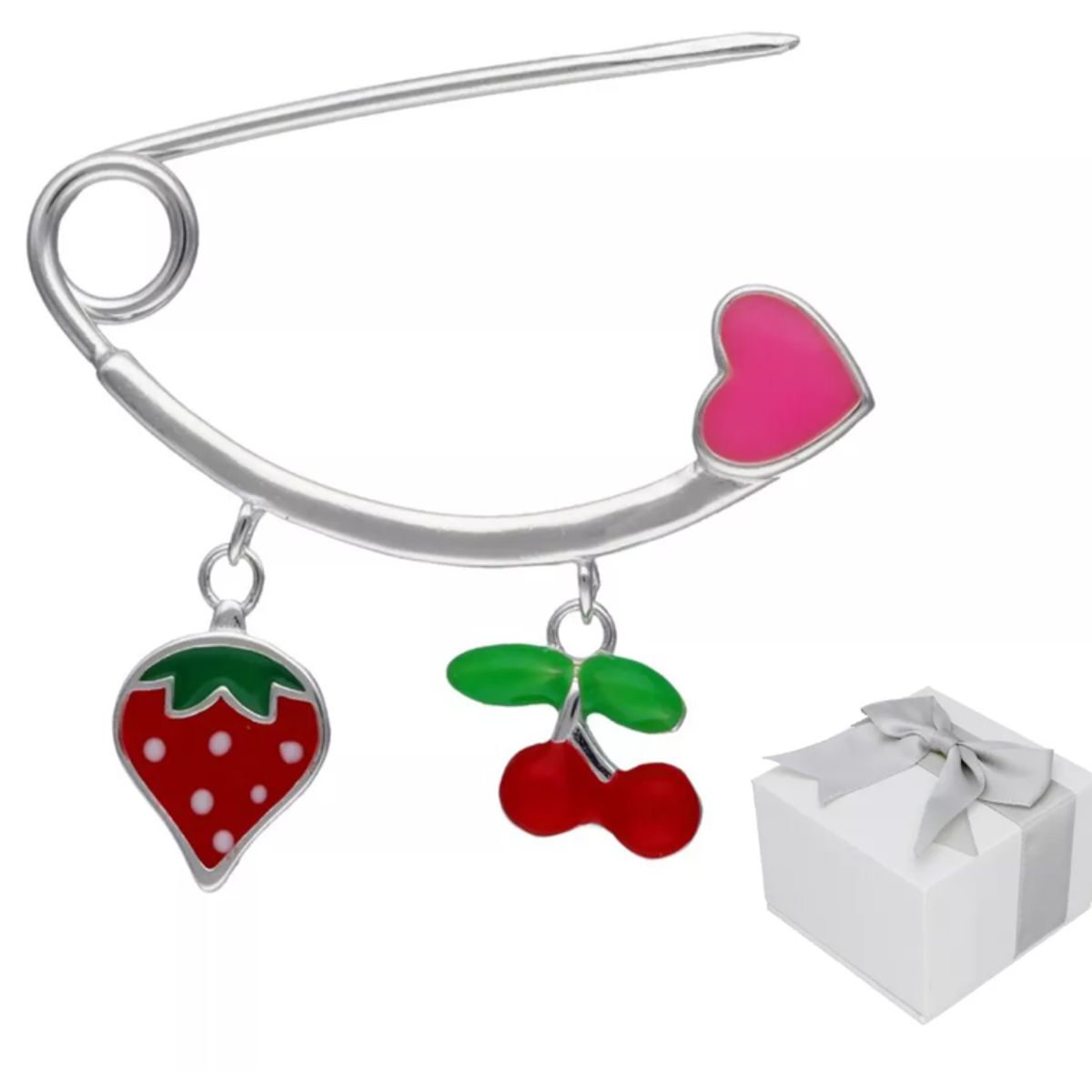 GENERICO - Prendedor Protección Plata Bebé Rojo Anti Mal De Ojo + Caja