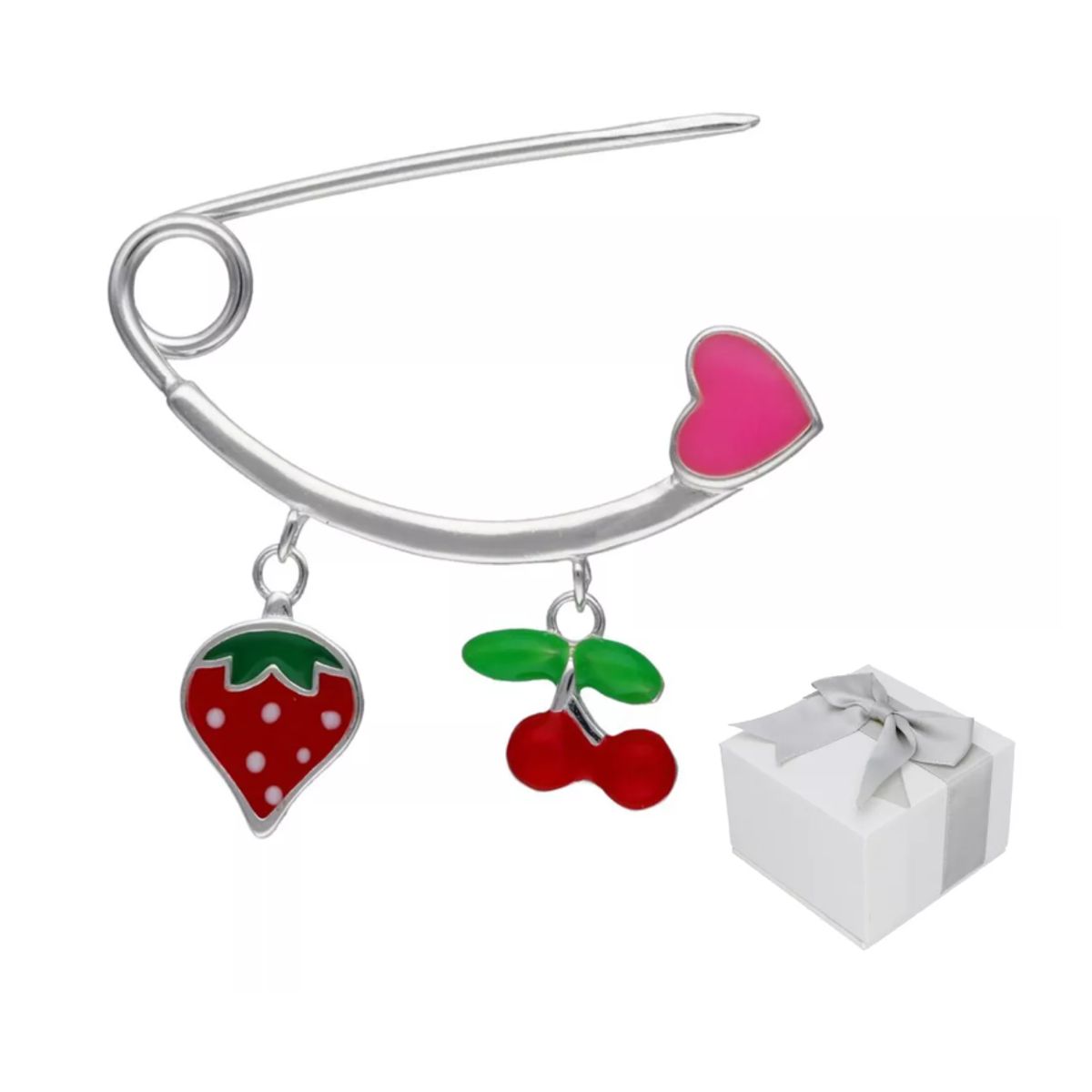 GENERICO - Prendedor Protección Plata Bebé Rojo Anti Mal De Ojo + Caja