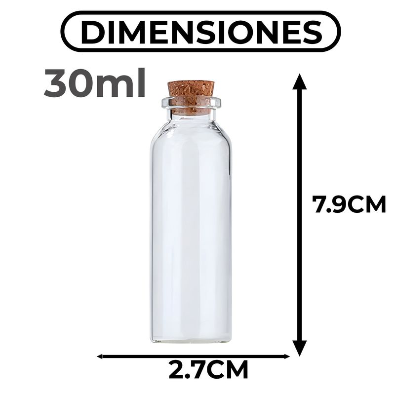 GENERICO - X70 Botellitas De Vidrio Con Tapón De Corcho Decoración 30ml