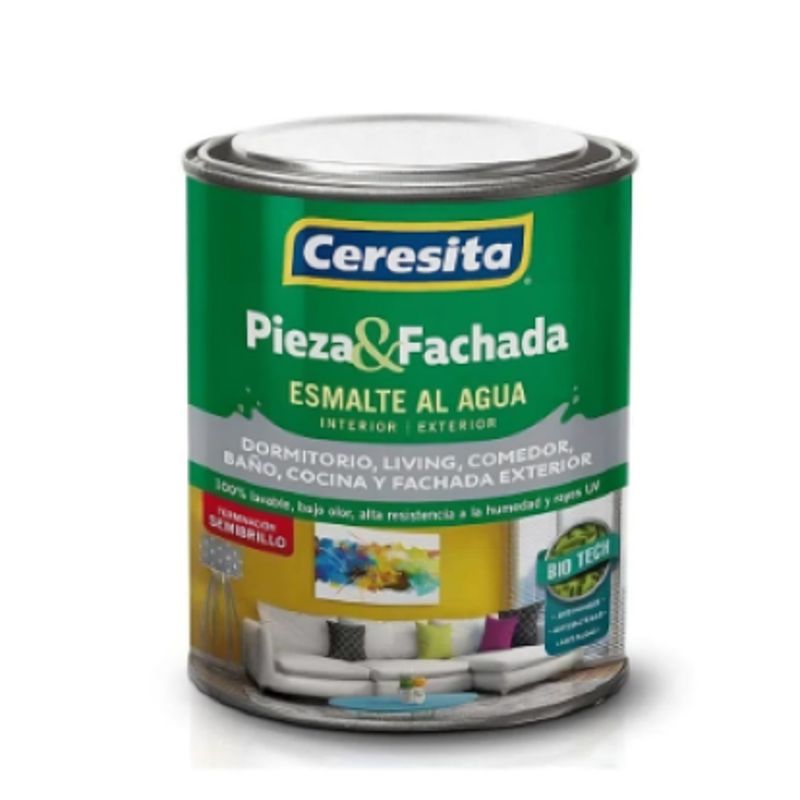 CERESITA - Esmalte al Agua Pieza y Fachada Semibrillo 0.25 galón Blanco