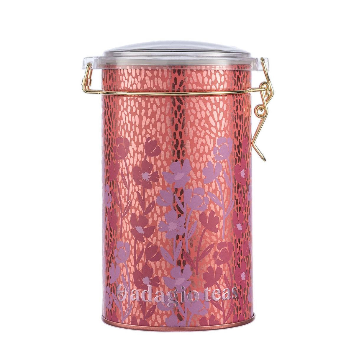 ADAGIO TEAS - Tarro Grande Rojo Flores Almacenador de Té 8 Oz