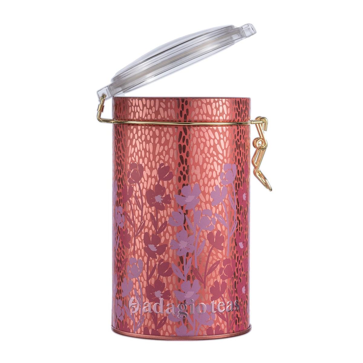 ADAGIO TEAS - Tarro Grande Rojo Flores Almacenador de Té 8 Oz