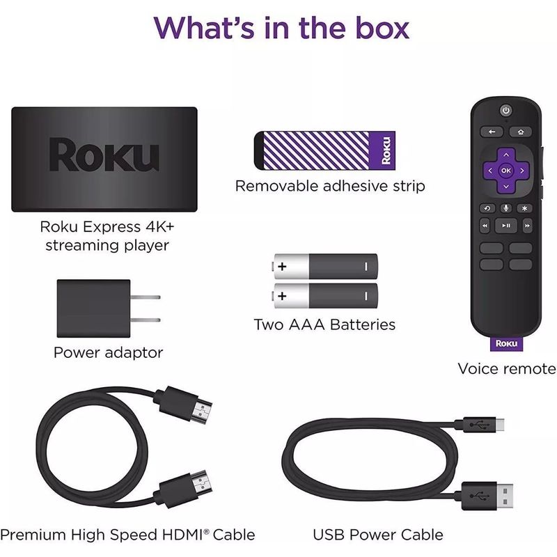 ROKU - Roku Express 4K+ 3941 Control Remoto por Voz Color Negro