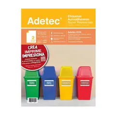 ADETEC - Etiquetas Inkjetlaser Súper Resistentes Hogar 212x138 mm