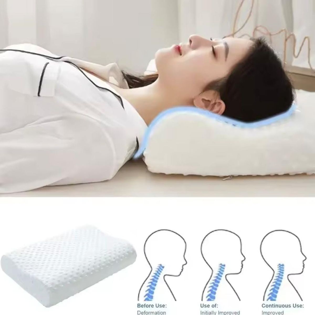 GENERICO - Almohada ortopédica espuma viscoelástica protección cuello