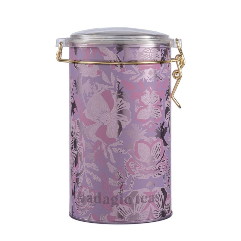 ADAGIO TEAS - Tarro Grande Lila Flores Almacenador de Té 8 Oz