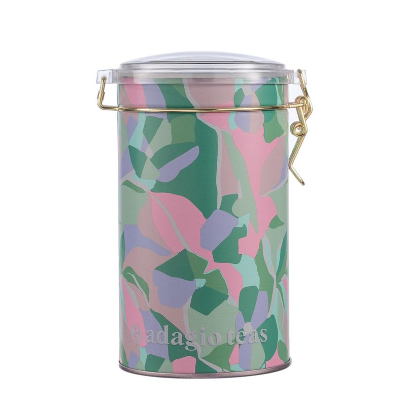 ADAGIO TEAS - Tarro Grande Hojas Mosaico Turquesa Almacenador de Té 8 Oz