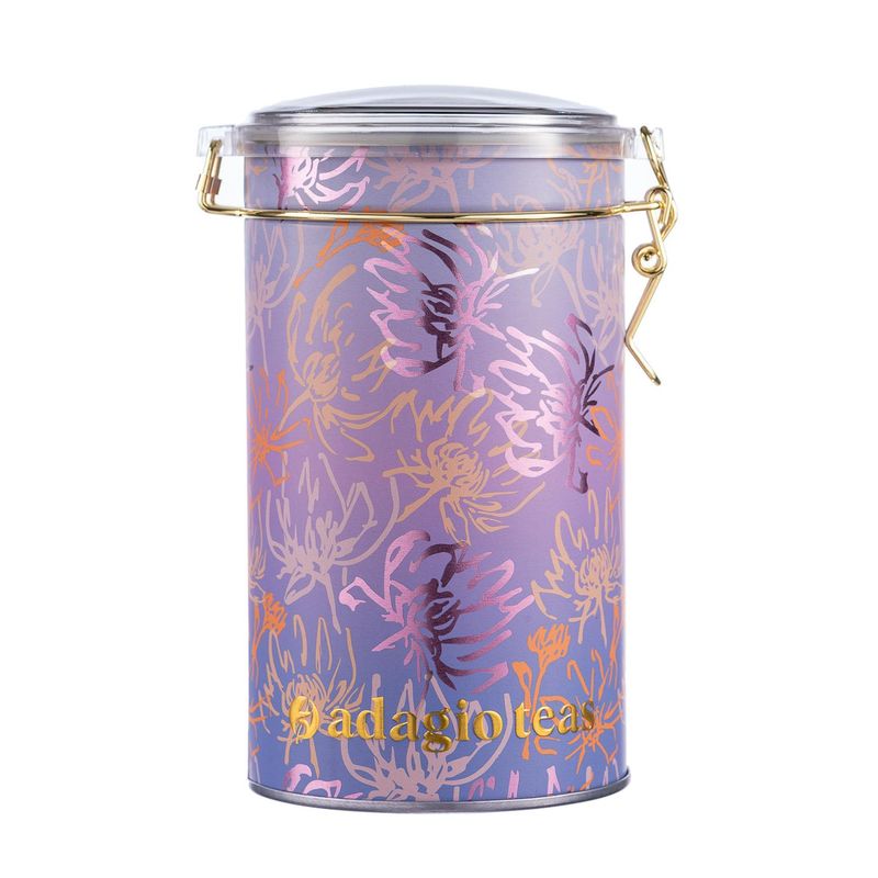ADAGIO TEAS - Tarro Grande Azul Gradient Flores Almacenador de Té 8 Oz