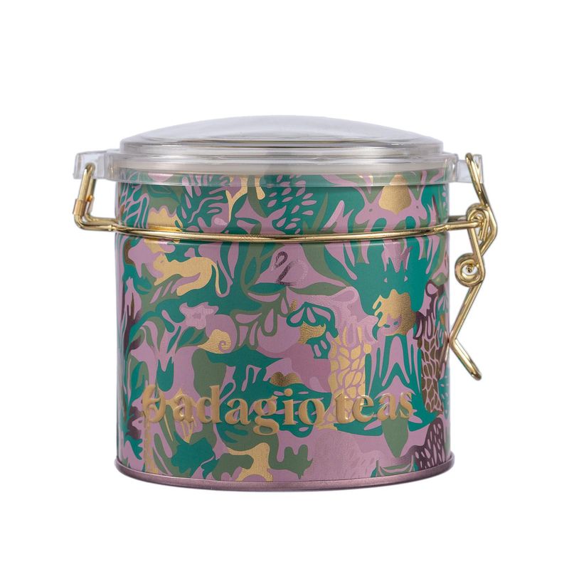 ADAGIO TEAS - Tarro Chico Rosado Naturaleza Abstracta Almacenador de Té 4 Oz