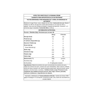 Imagen 2 del producto NITRO TECH WHEY GOLD EDICIÓN LIMITADA 5 LBS BANANA CREAM -