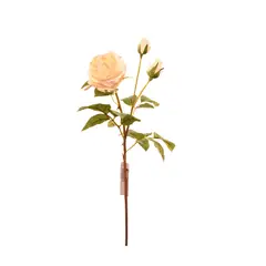 VADELL - Flor de rosa artificial color crema de 59 cm