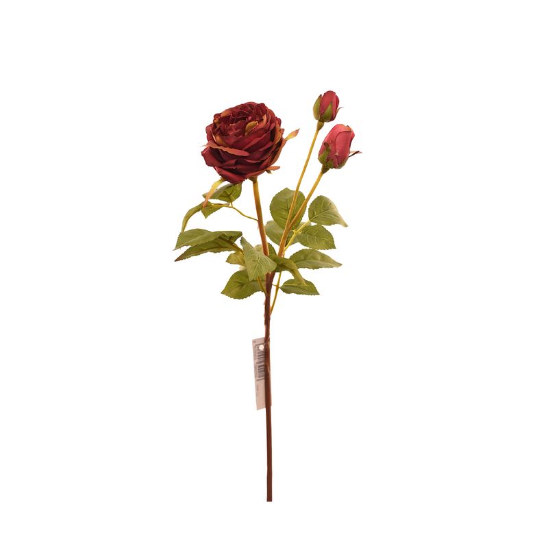 VADELL - Flor de rosa artificial color vino de 59 cm
