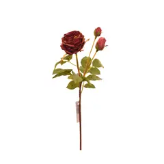 VADELL - Flor de rosa artificial color vino de 59 cm