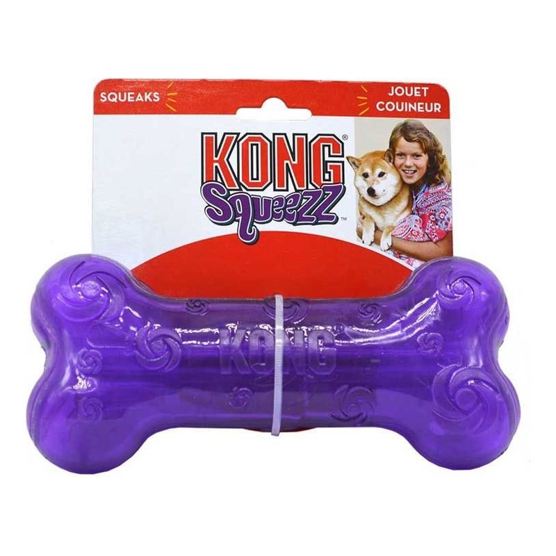 KONG - Kong Squeezz Hueso Con Sonido Para Perro Talla L Morado