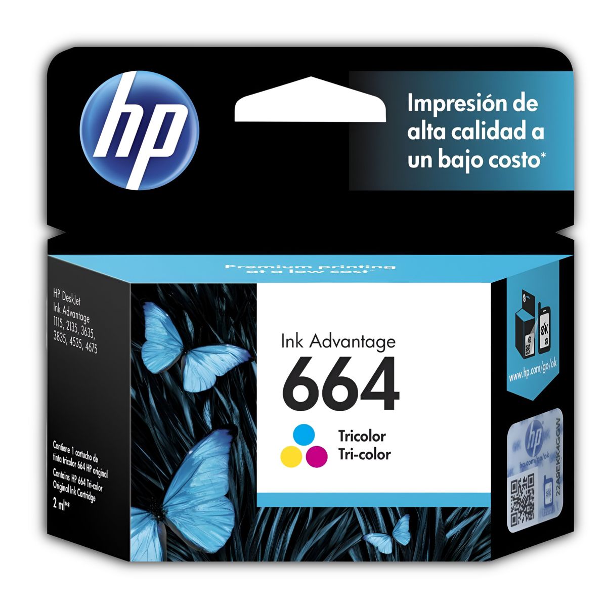 HP - Tinta HP 664 TriColor 2ML Cartridge Original F6V28AL