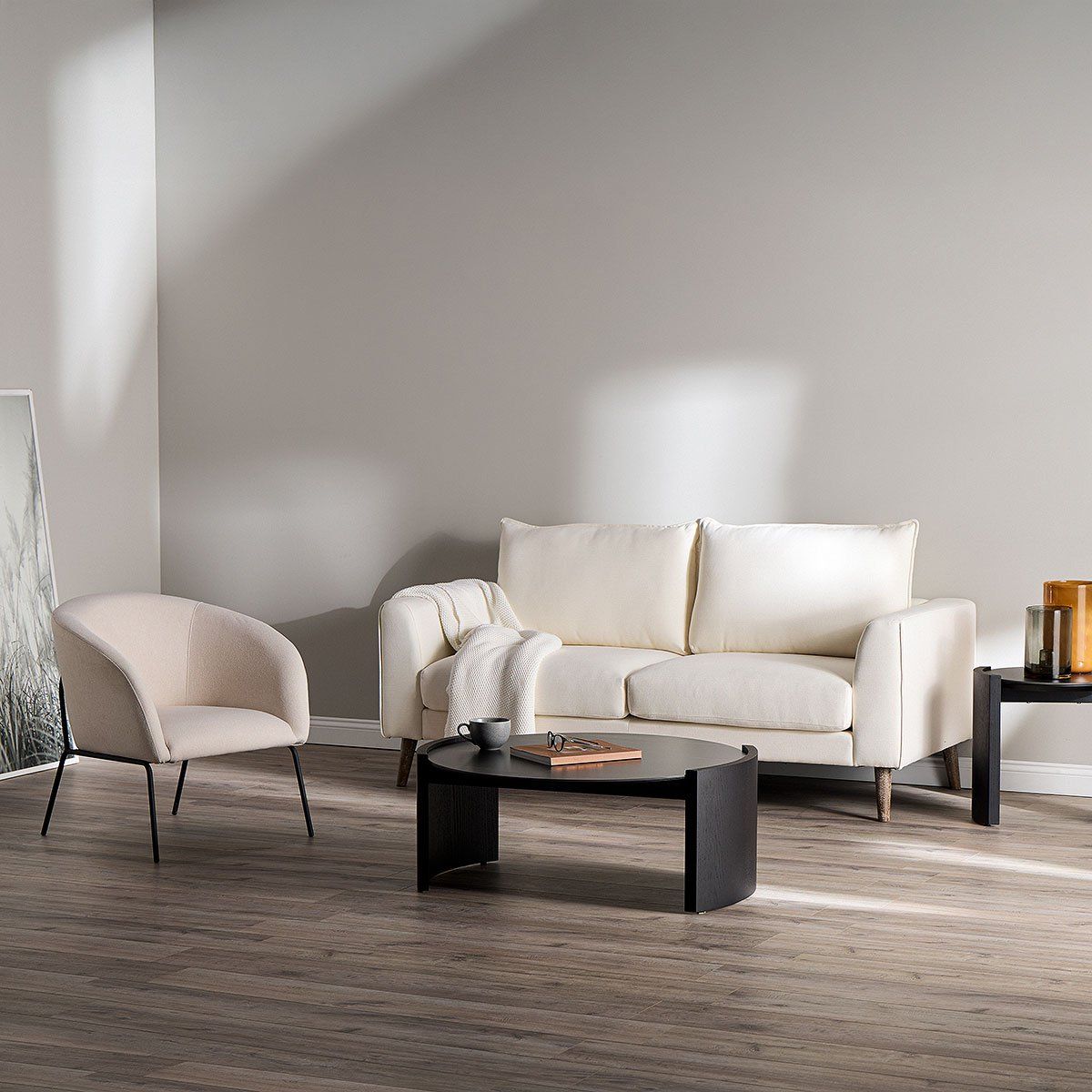 ROSEN - Sofá Biran 3 Cuerpos Tela Crudo