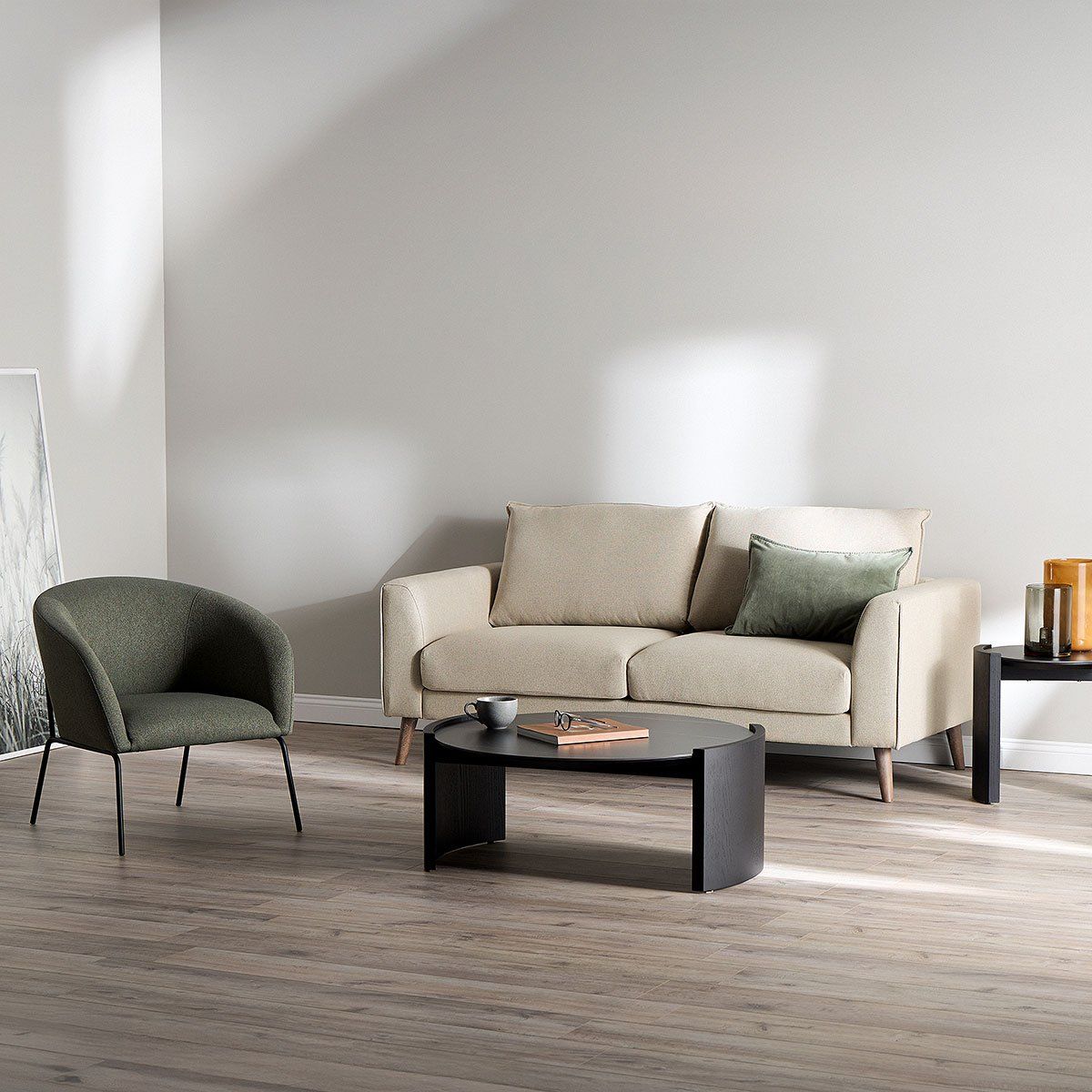 ROSEN - Sofá Biran 3 Cuerpos Tela Beige