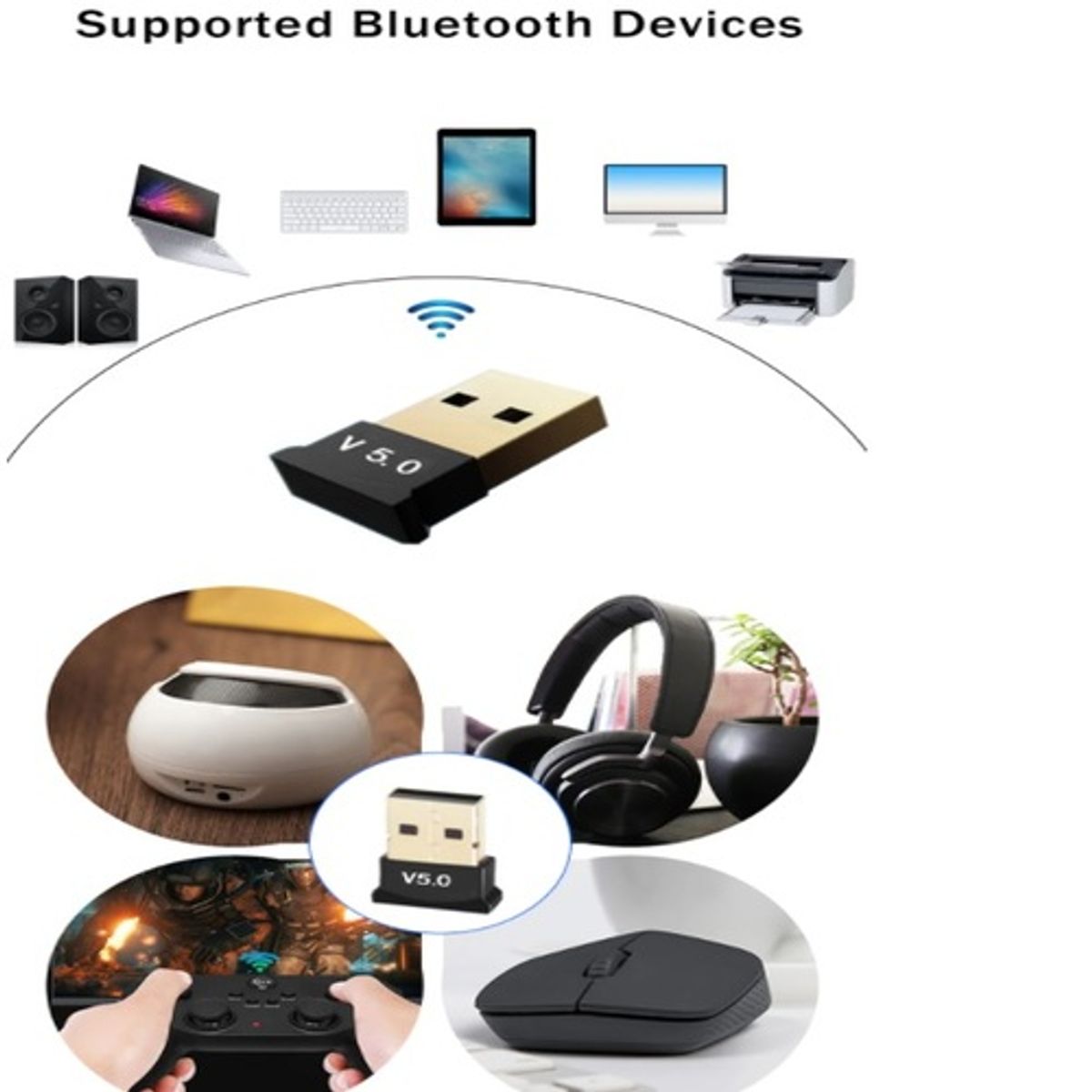 GENERICO - Adaptador Transmisor Receptor USB Bluetooth 5.0 Para PC Notebook