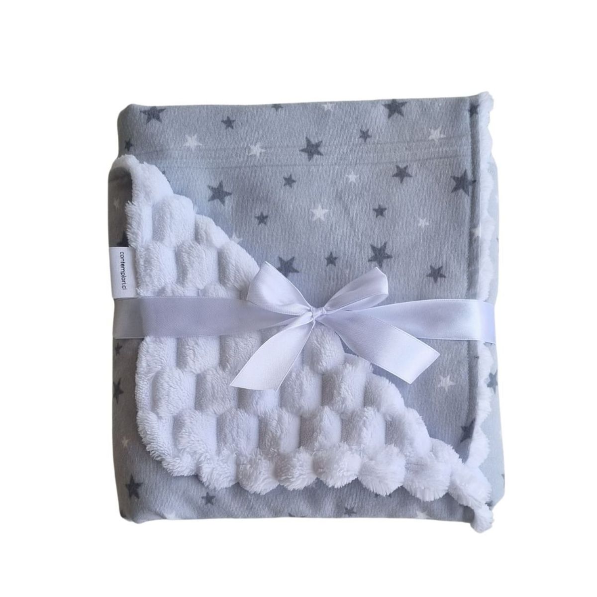 GENERICO - Frazada de Bebé Suave de Algodón 75 Cm X 75 Cm Mini Estrellas Gris