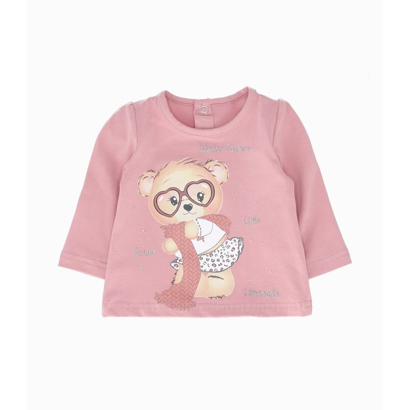 LIMONADA - Polera bebés con osito palo rosa Limonada