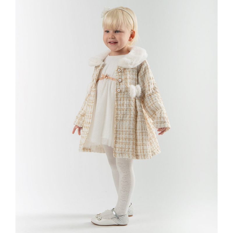 LIMONADA - Conjunto bebés de vestido y abrigo blanco Limonada