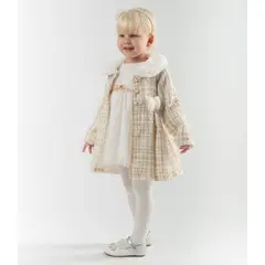 LIMONADA - Conjunto bebés de vestido y abrigo blanco