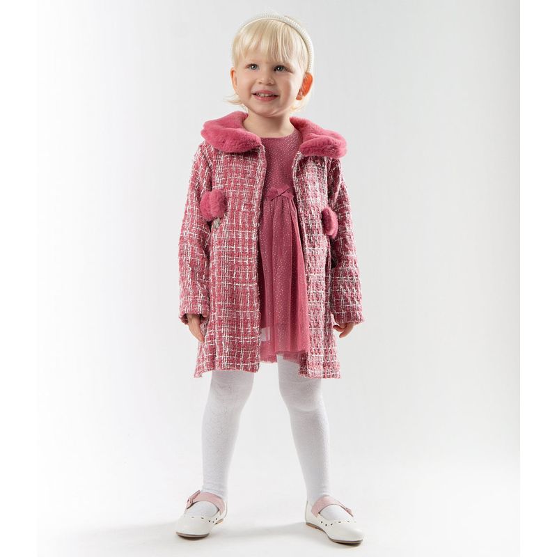 LIMONADA - Conjunto bebés de vestido y abrigo burdeo Limonada