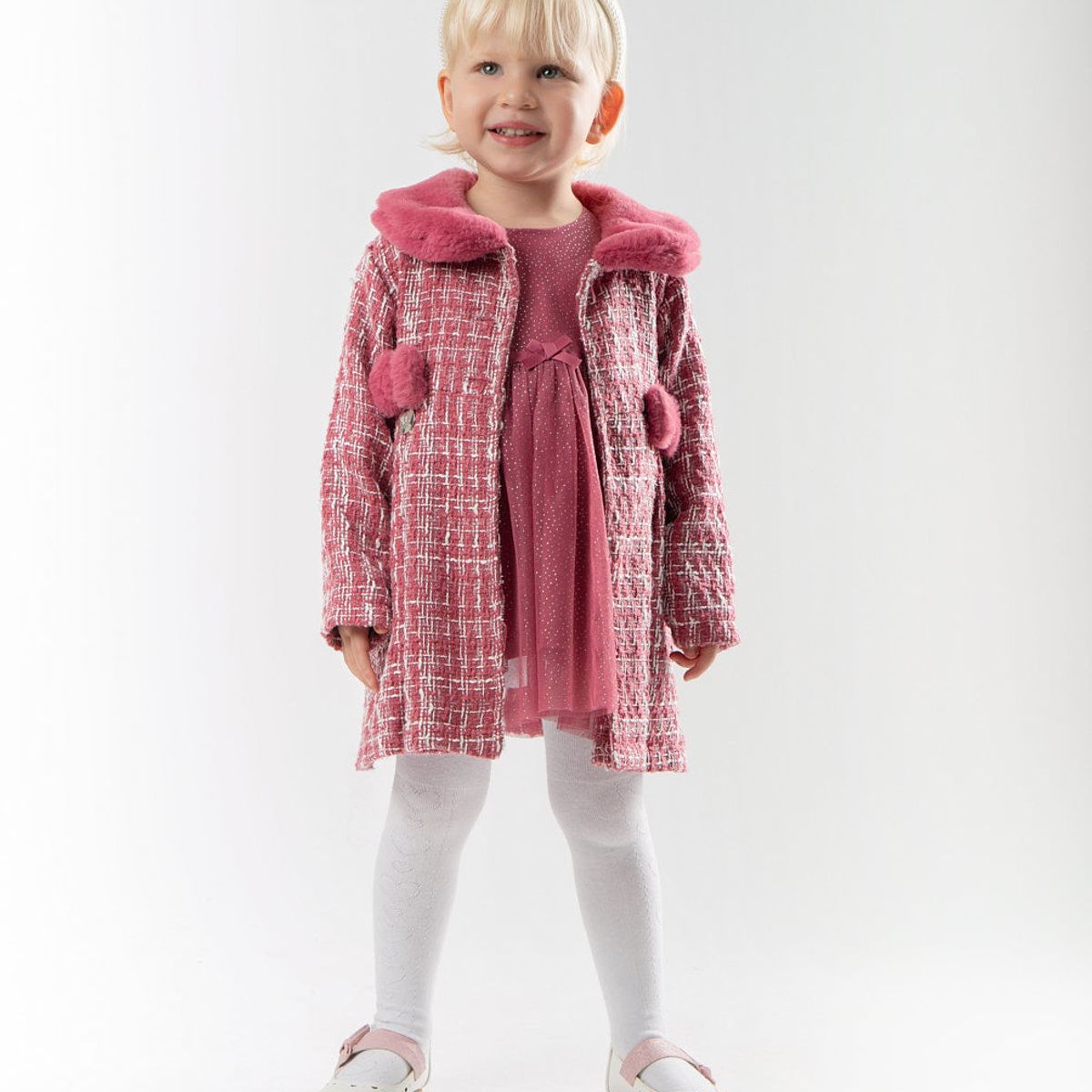 LIMONADA - Conjunto bebés de vestido y abrigo burdeo Limonada