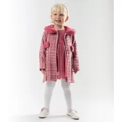 LIMONADA - Conjunto bebés de vestido y abrigo burdeo