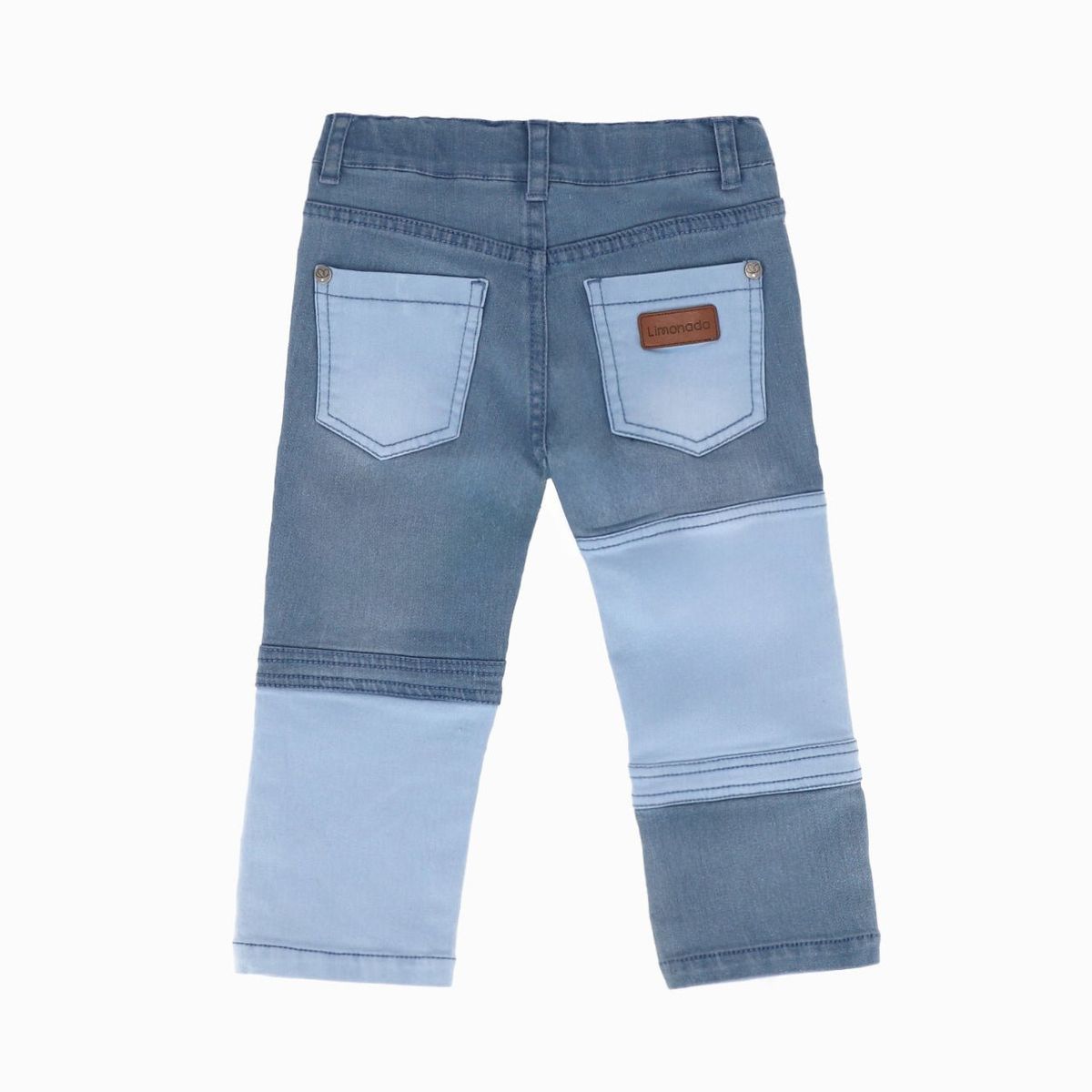 LIMONADA - Jeans bebé patchwork con oso celeste Limonada