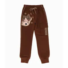 LIMONADA - Pantalón de buzo niña con oso café