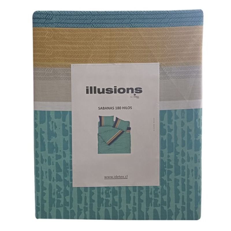 ILLUSIONS - Juego De Sábanas 180 Hilos Muge Estampa 2.5 Plazas
