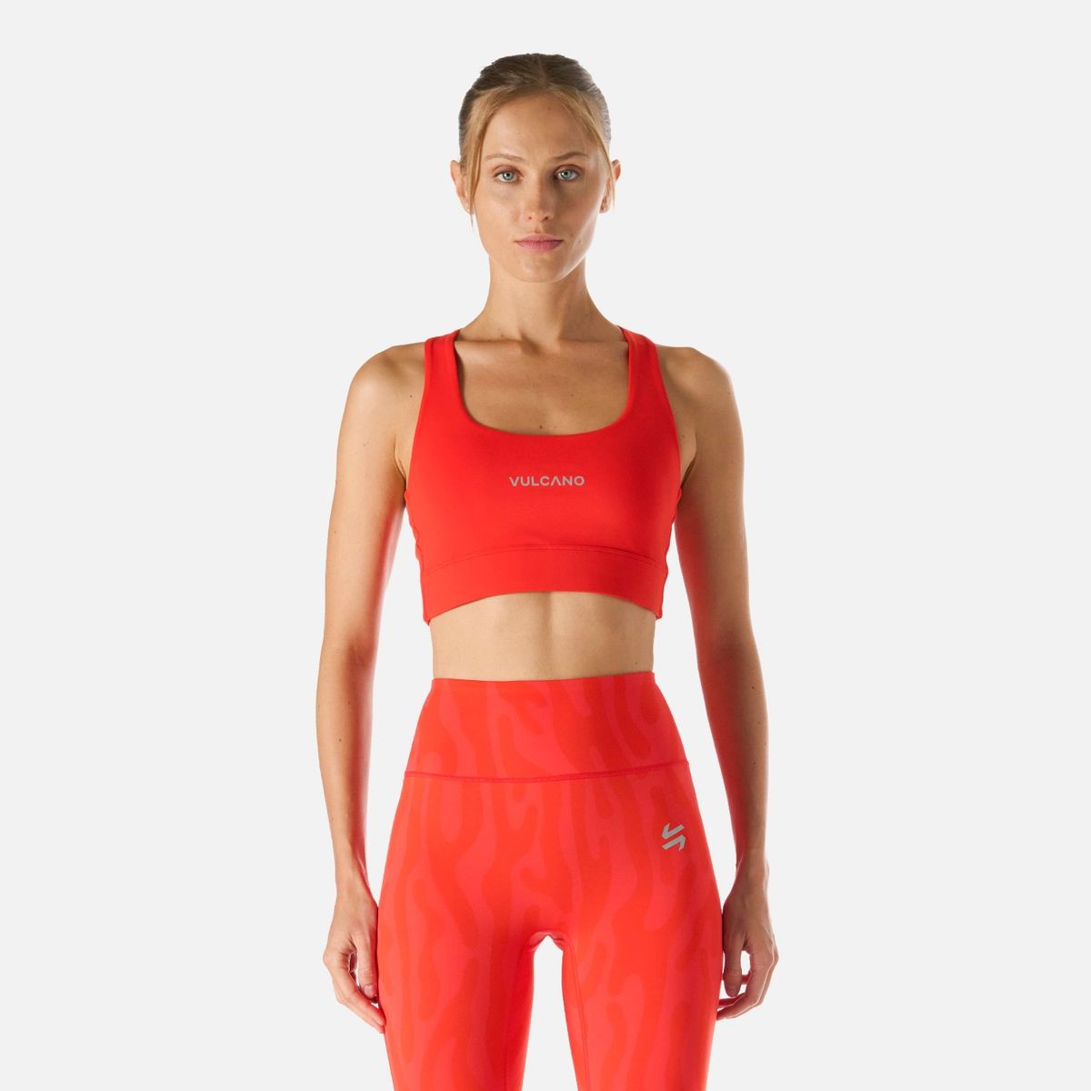 VULCANO - Peto Mujer Built To Move Light Support Bra Rojo Anaranjado Vulcano