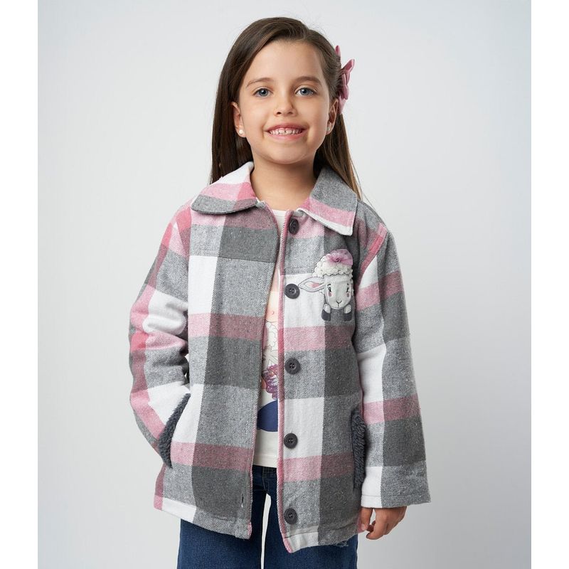 LIMONADA - Chaqueta niña cuadrillé gris Limonada
