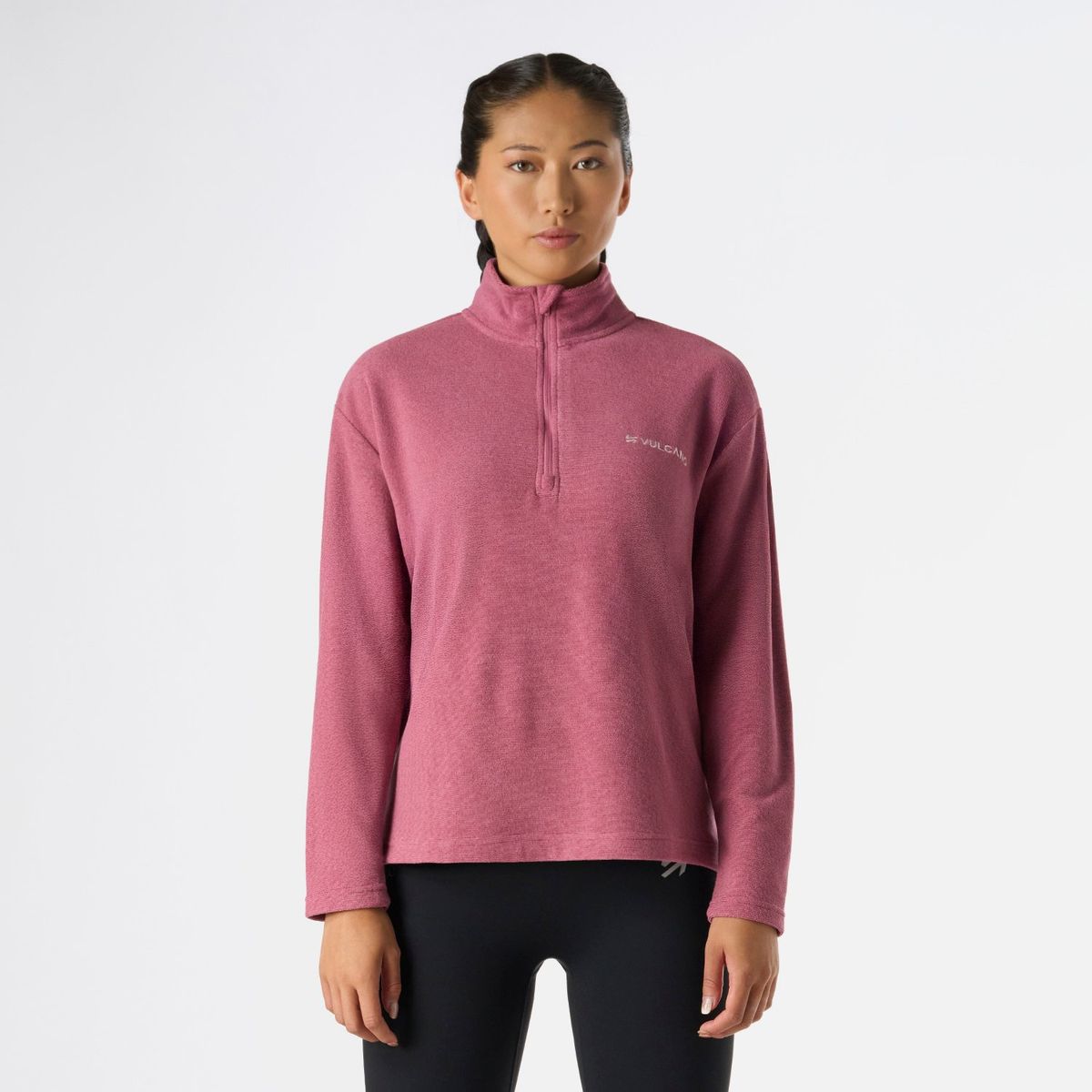 VULCANO - Polerón Mujer Cool Down 1/4 Zip Fleece Rosado Vulcano