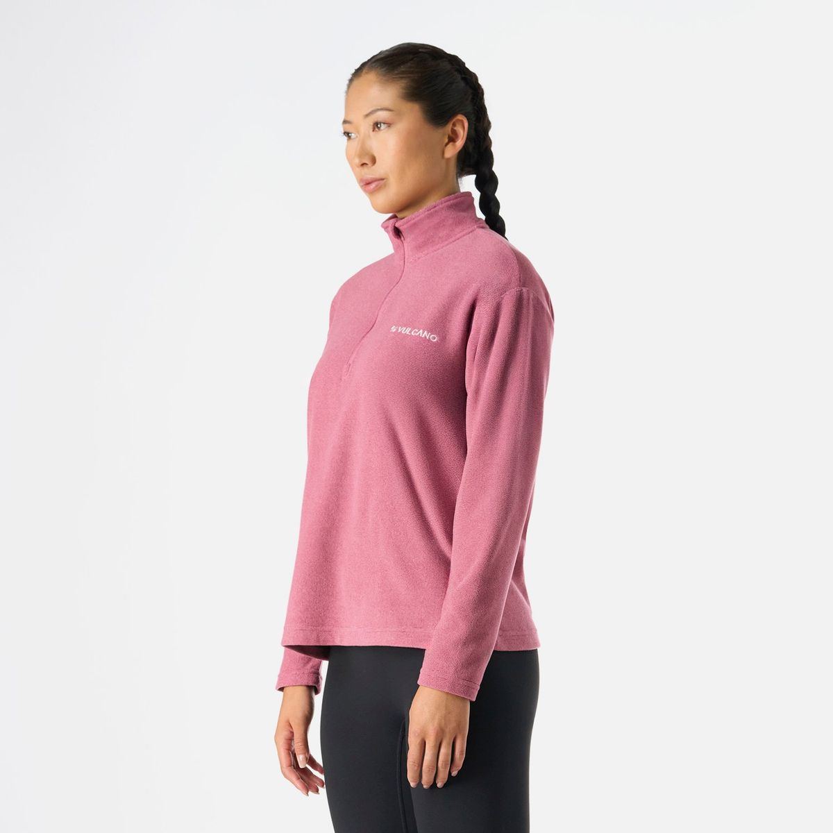 VULCANO - Polerón Mujer Cool Down 1/4 Zip Fleece Rosado Vulcano