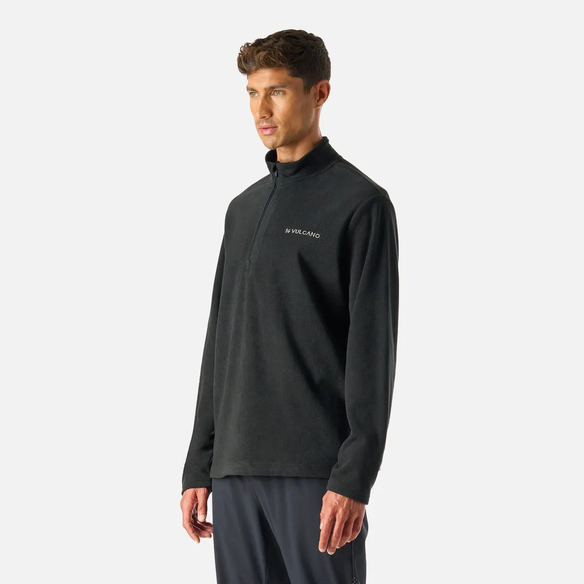 VULCANO - Polerón Hombre Cool Down 1/4 Zip Fleece Negro Vulcano